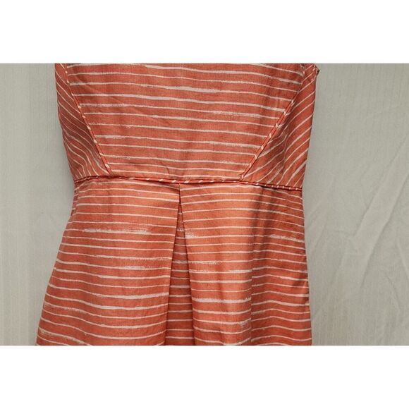 Gap Striped Fit & Flare Sleeveless Crew Neck Above Knee Dress Color Coral Size 8 - Picture 7 of 12